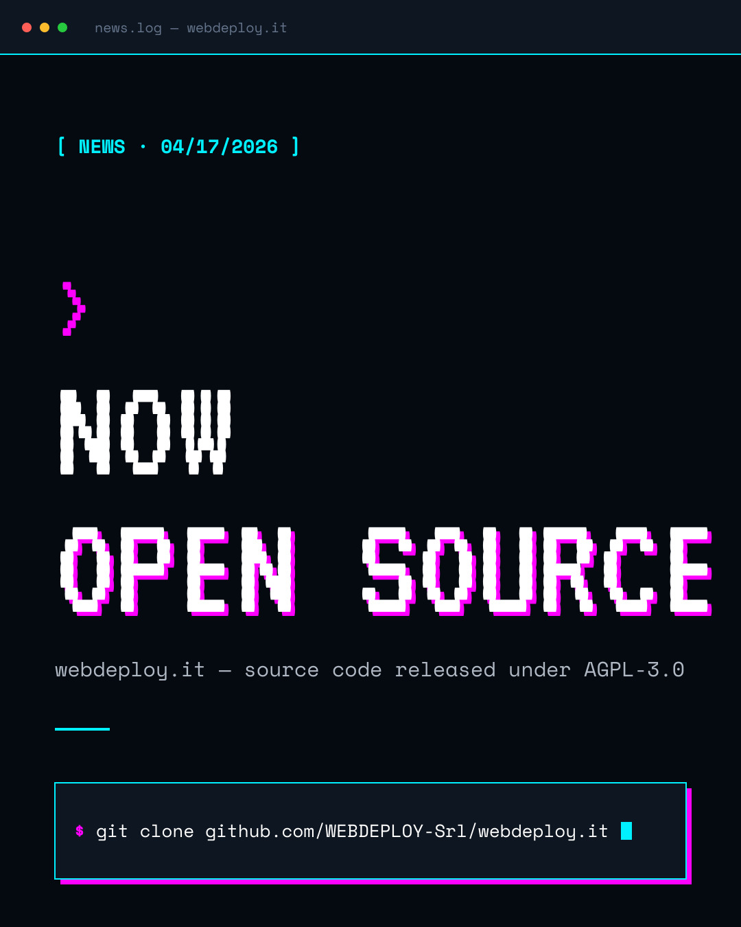 webdeploy.it is now open source under AGPL-3.0
